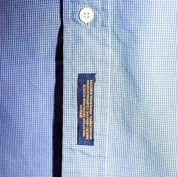 Tommy Hilfiger Blue Gingham Long Sleeve Collared Dress Shirt Size 16 / 32-33 Top - Picture 3 of 6